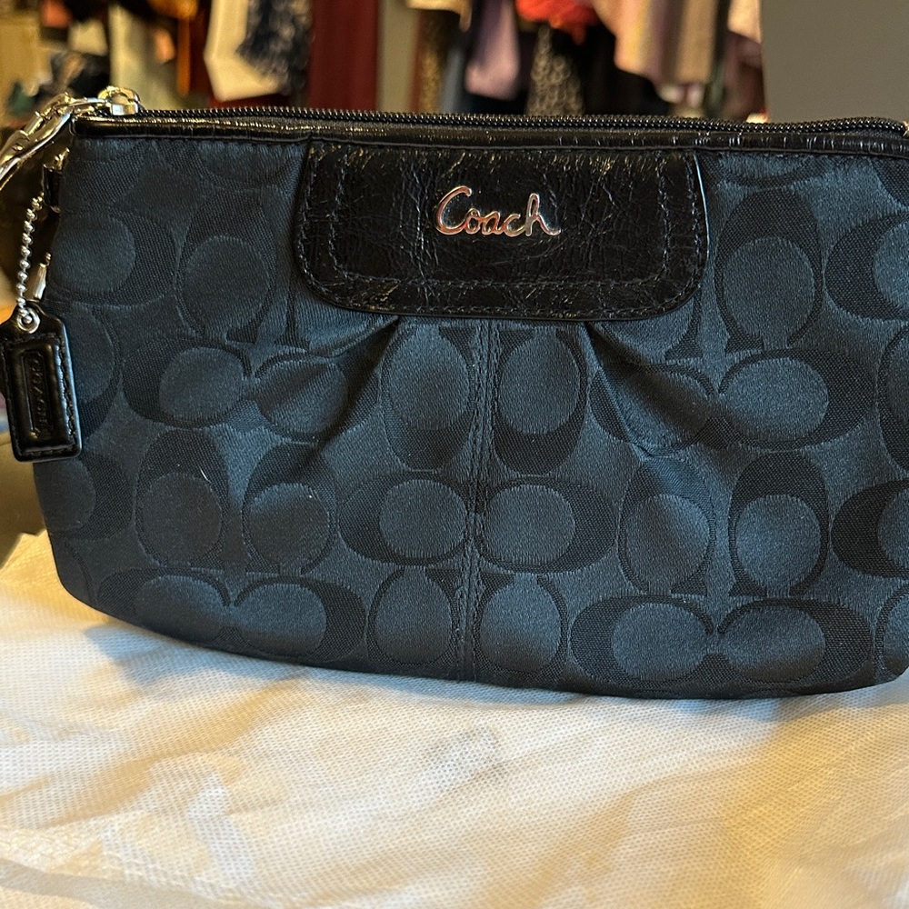 Coach Dark Charcoal Signature Wristlet